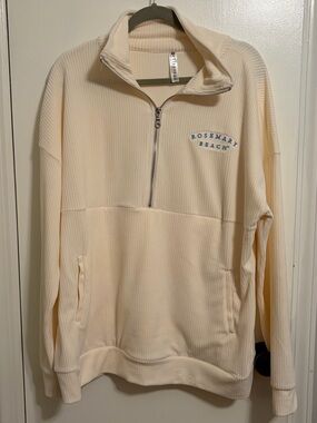 Rosemary Beach Cream Ribbed Quarter-Zip Sweatshirt